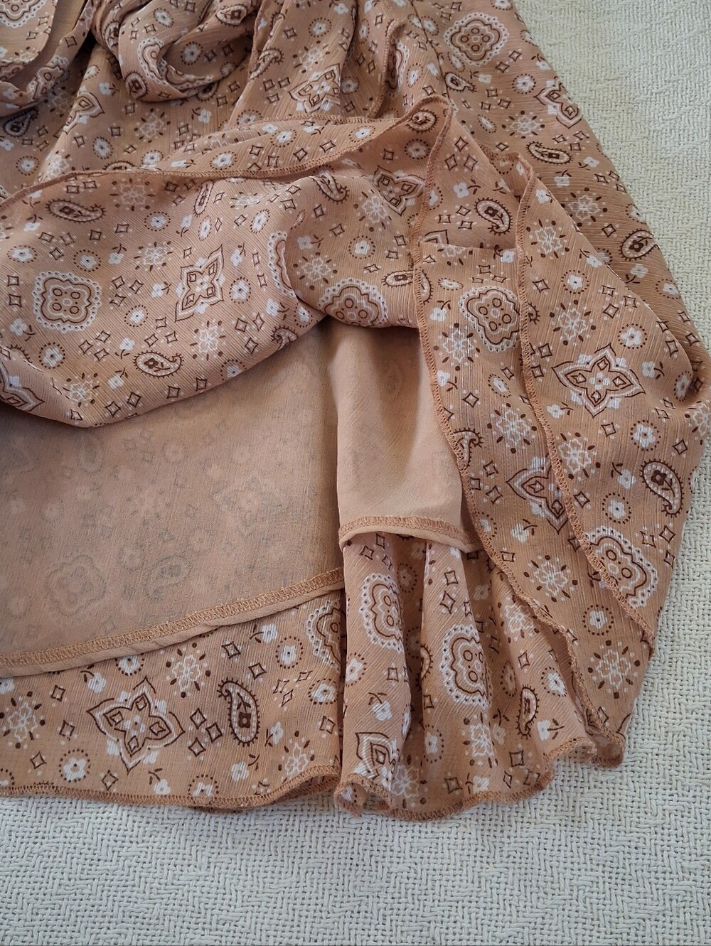 aerie ♡ wrap mini skirt brown paisley extra large lined - Picture 7 of 12